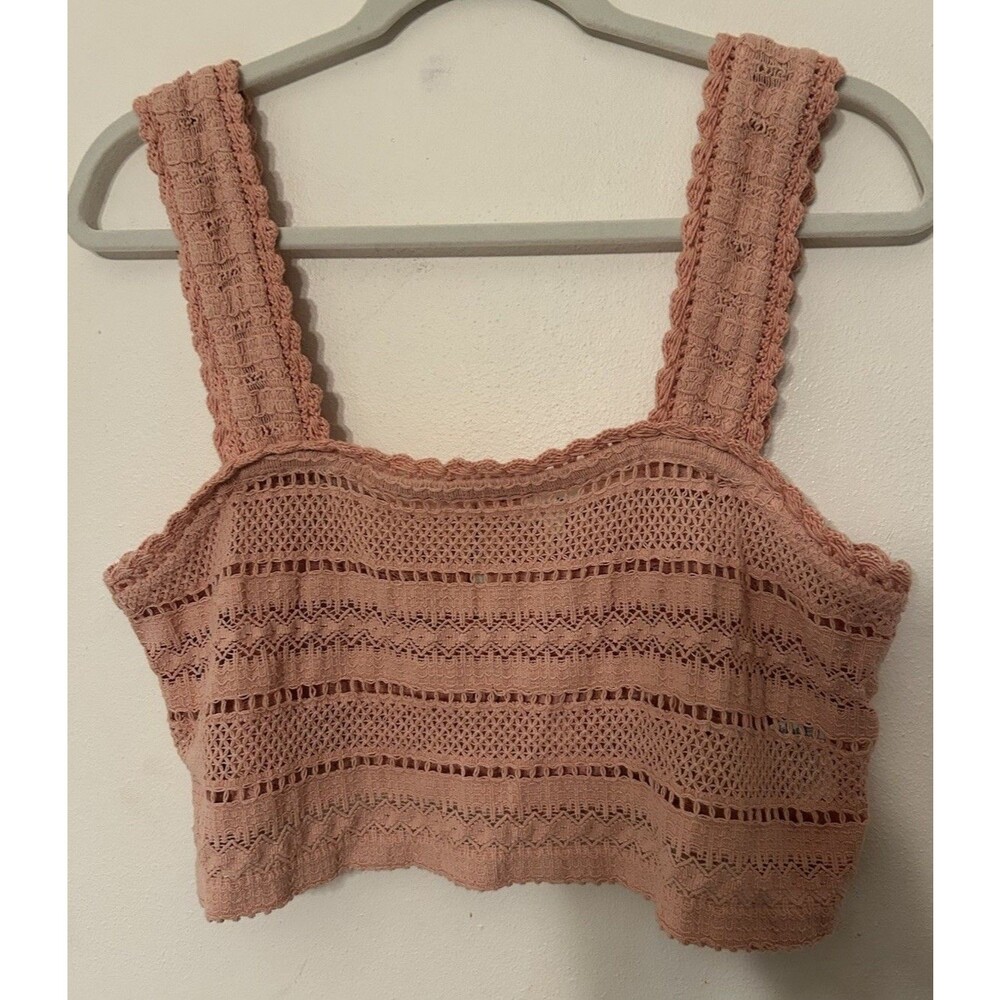 Aerie Crochet Crop Top Straps Pink Size Medium